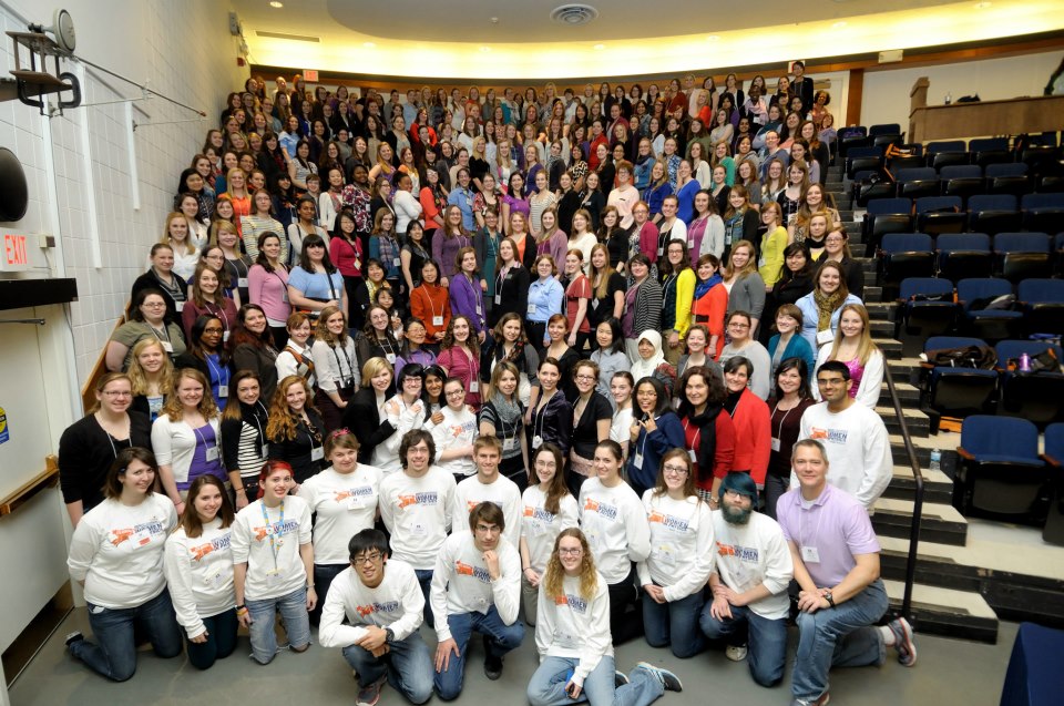 Attendees at the Midwest CUWiP.  Photo courtesy of the University of Illinois