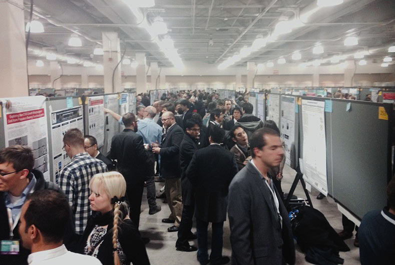 The poster sessions were quite popular, with over 3,000 posters presented in the six days of the conference, mostly by graduate students.