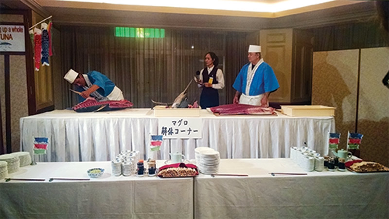 A whole yellowfin tuna was carved at the conference banquet. Photo courtesy of Robert Mina. 