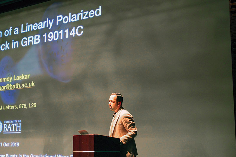 Tanmoy Laskar presents his work at a 2019 conference in Japan. Photo courtesy of Tanmoy Laskar.