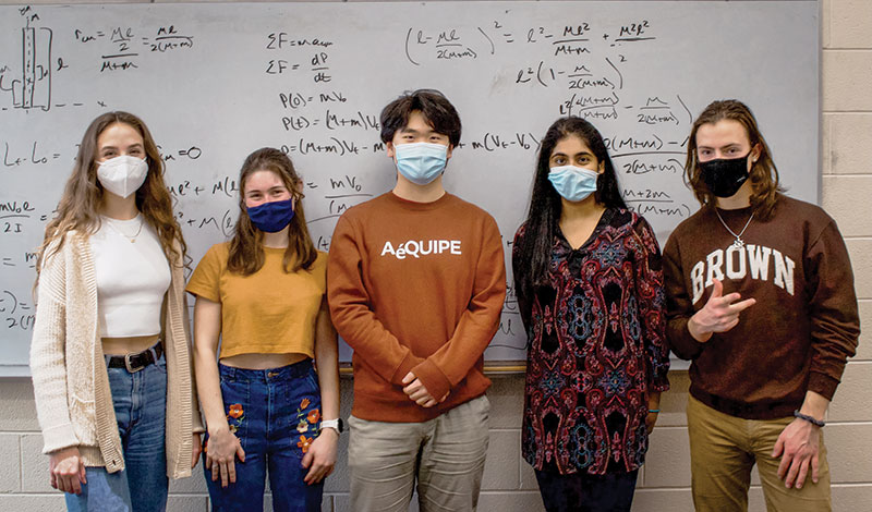  Isabel Horst, Taylor Knapp, Jasper Chen, Smita Rajan, and Joe Hall. Photo courtesy of the SPS chapter.