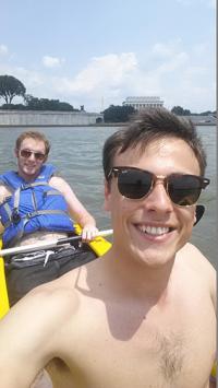 Jake and I stopped to take a selfie with the Lincoln memorial and Washington monument in the background.
