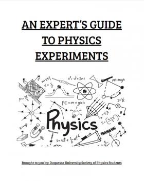 The cover of the experiment booklets created by the Duquesne SPS chapter. 