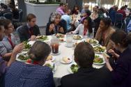 Students with Persis Drell, Dean of Stanford University School of Engineering and former Director of the SLAC National Accelerator Laboratory. Photo by Matt Payne