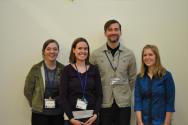 The conference student executive committee: (L‐R) Linnea Jones, Nicole Johnson (SPS Reporter), Dr. Alex Flournoy (faculty adviser) and Ariel Bridgeman. Photo by Zach Boerner