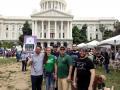 Mark Abbott (pictured left) poses with SPS members of California State University, Sacramento at the Sacramento March. Photo courtesy of Mark Abbott.
