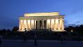 The grand Lincoln Memorial at dusk.