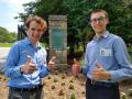 Nicholas is a policy intern, but he'll be working at NIST.  And so it was that we got a tour together from (who else?) the one and only Brad Conrad.  Here's us outside the old gate at NIST.
