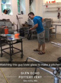 A glassblowing demonstration at the Folk Festival.