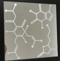 The mirror I made for Brad Conrad. It's an artistic interpretation of the hydrocarbons for caffeine, bourbon, and beer.